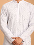 Vastramay Men's Aqua Blue Mirror Kurta Dhoti Set